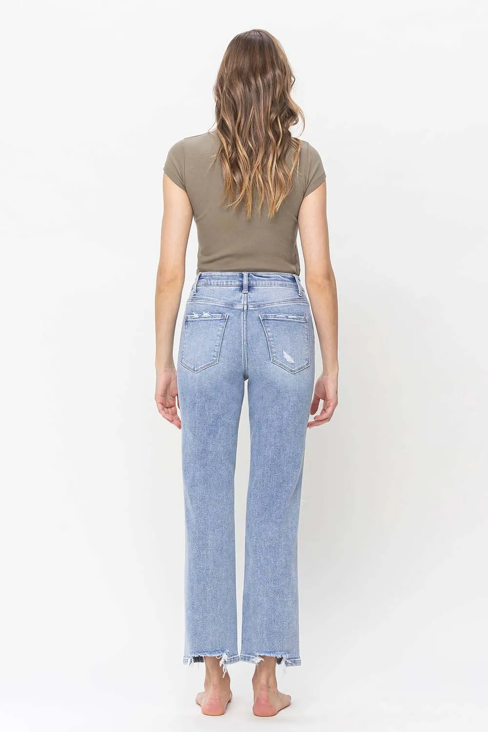 VERVET 90's High Rise Distressed Straight Jeans