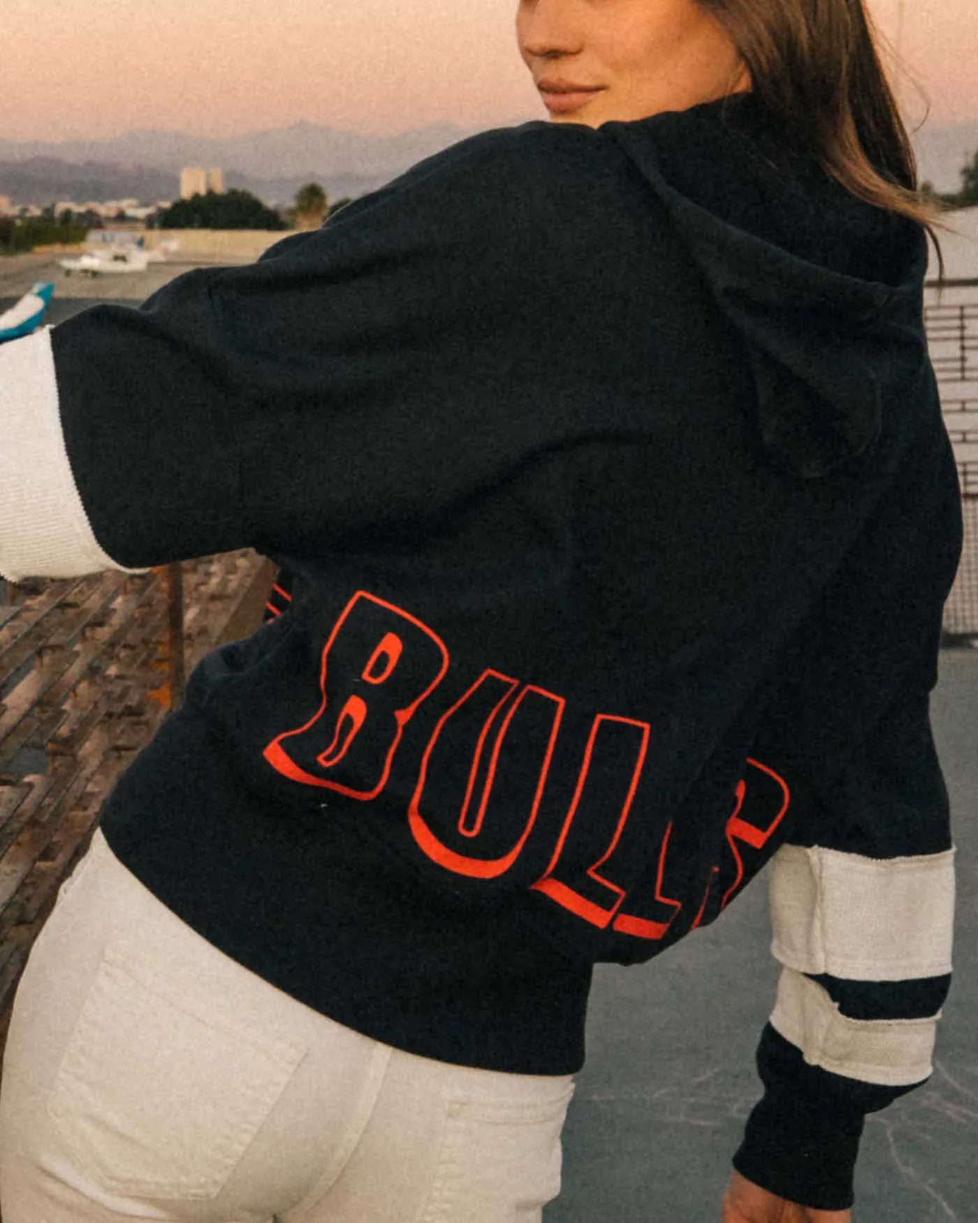 Women's Bulls Overtime Striped Fleece Hoodie