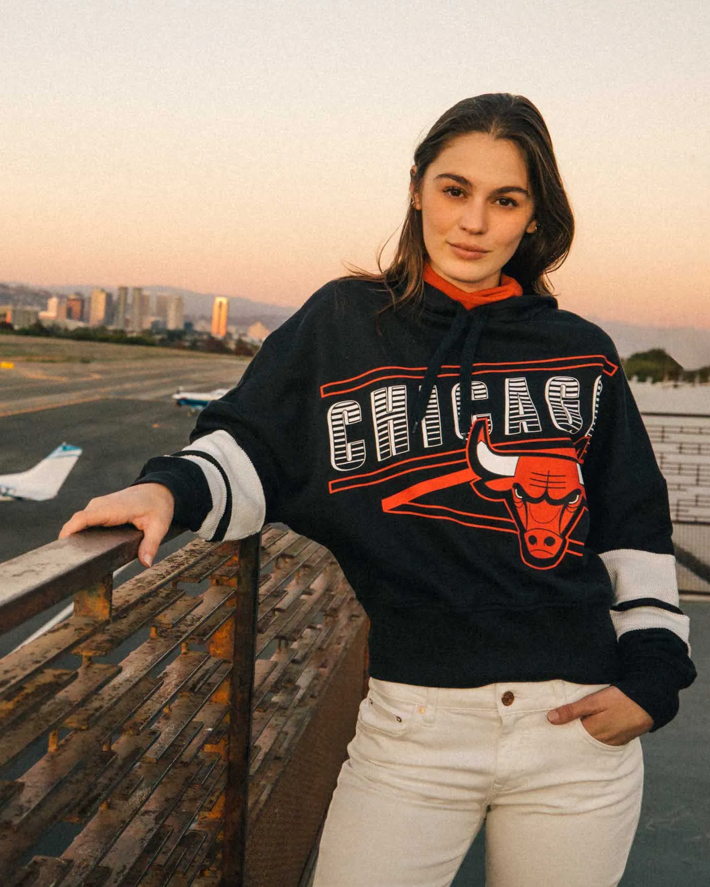 Women's Bulls Overtime Striped Fleece Hoodie
