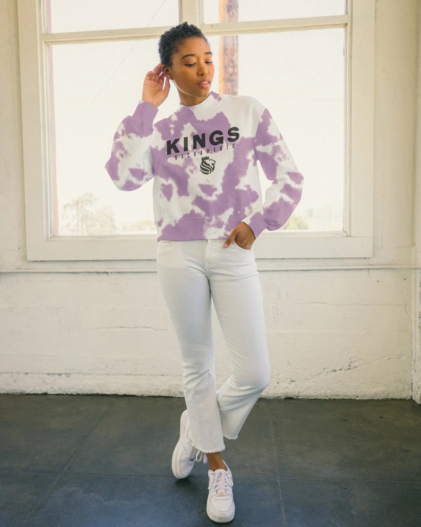 Women's NBA Sacramento Kings Tie Dye Mock Neck Fleece
